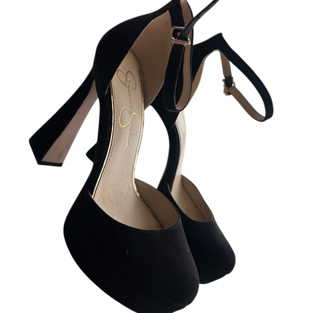 Jessica Simpson Black Ankle Strap Heels Classic Pumps  Size 8.5